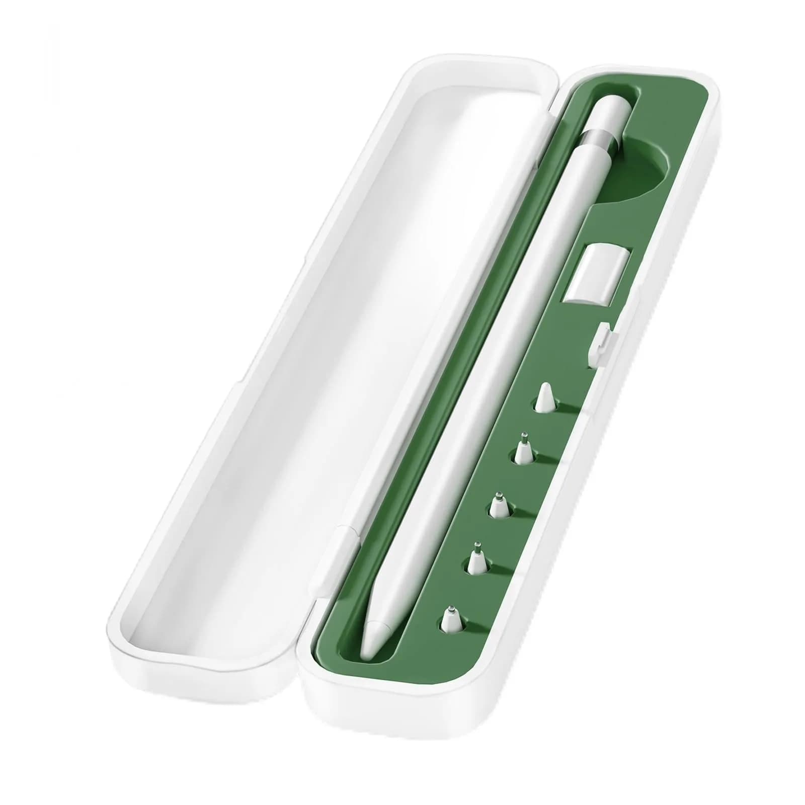 Inesore Apple Pencil Case with 5 Replacement Tips | Durable 4-in-1 Storage (7.6 x 1.46 x 1.02 in, Green)