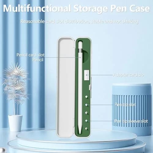 Inesore Apple Pencil Case with 5 Replacement Tips | Durable 4-in-1 Storage (7.6 x 1.46 x 1.02 in, Green) thumbnail 6