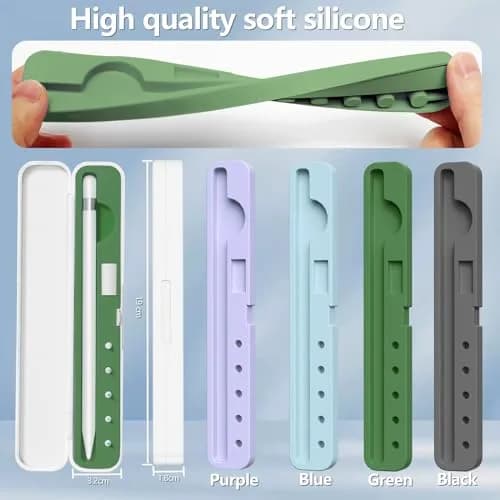 Inesore Apple Pencil Case with 5 Replacement Tips | Durable 4-in-1 Storage (7.6 x 1.46 x 1.02 in, Green) thumbnail 7