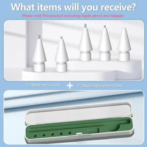 Inesore Apple Pencil Case with 5 Replacement Tips | Durable 4-in-1 Storage (7.6 x 1.46 x 1.02 in, Green) thumbnail 2