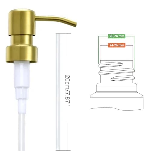 AUNRGO Gold Soap Dispenser Pump Replacement - Brushed Finish 304 Stainless Steel | Heavy Duty & Leak-Free (70-120 chars) thumbnail 2