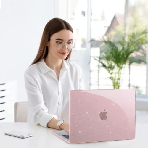 EooCoo Sparkly Case for MacBook Air 13 inch M5/M4/M3/M2 2026-2022 Baby Pink | Ultra-thin, Scratch-Resistant, Easy Snap-On thumbnail 7