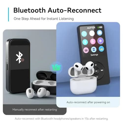 AGPTEK A02 MP3 Player 32GB (1.8 inch Screen) | Bluetooth 5.3 Music Player with Speaker, FM Radio, Voice Recorder thumbnail 8