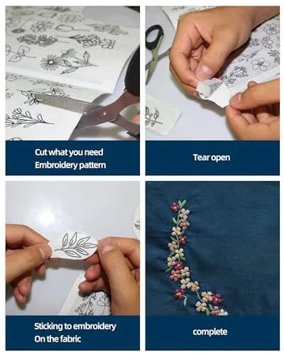 YUYUZSEN Water Soluble Hand Sewing Stabilizers 102pcs | Wash Away Embroidery Paper for Beginners thumbnail 4
