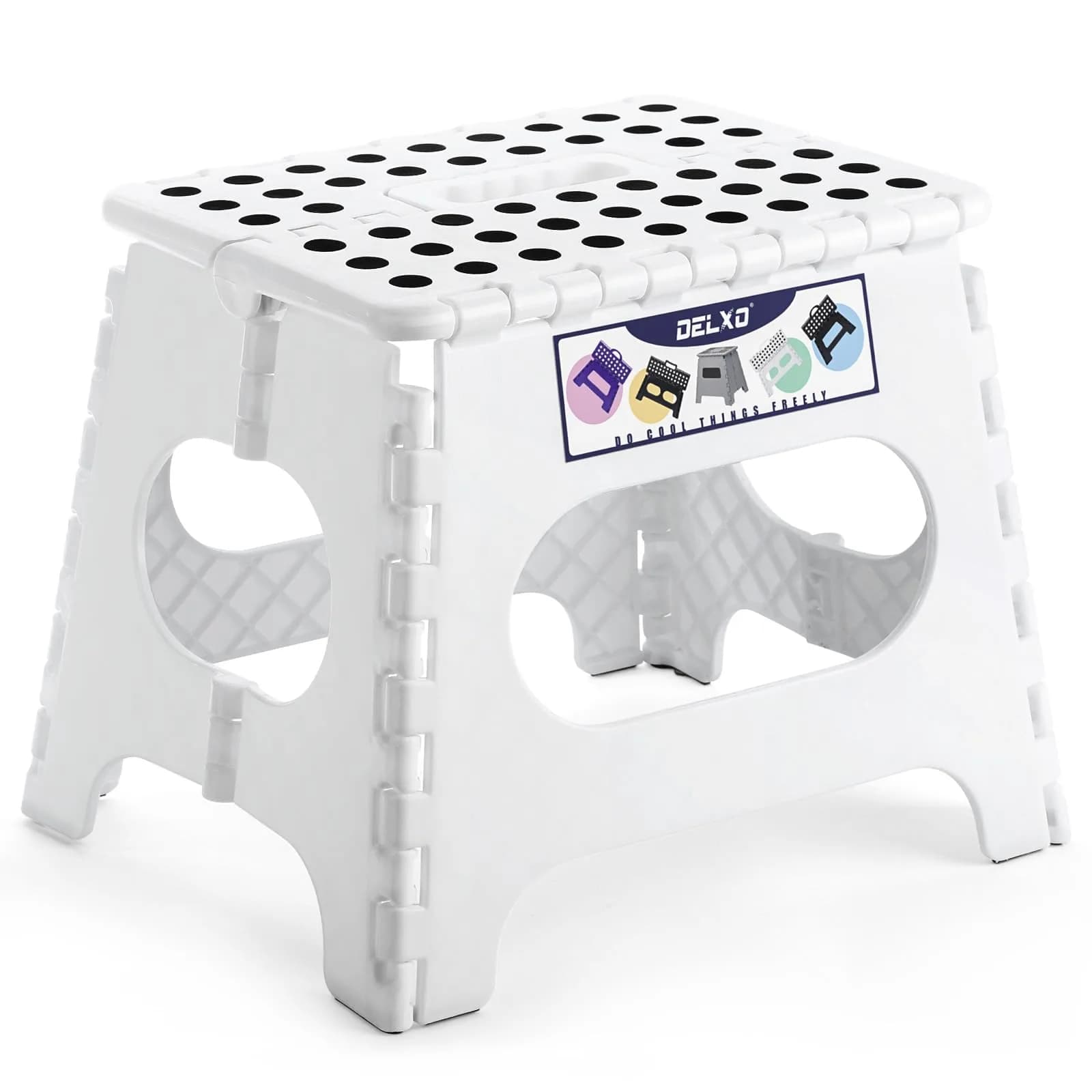 Delxo Folding Step Stool 27.9cm (11 Inch) White 1-Pack | Sturdy & Safe for Kids & Adults - main product image