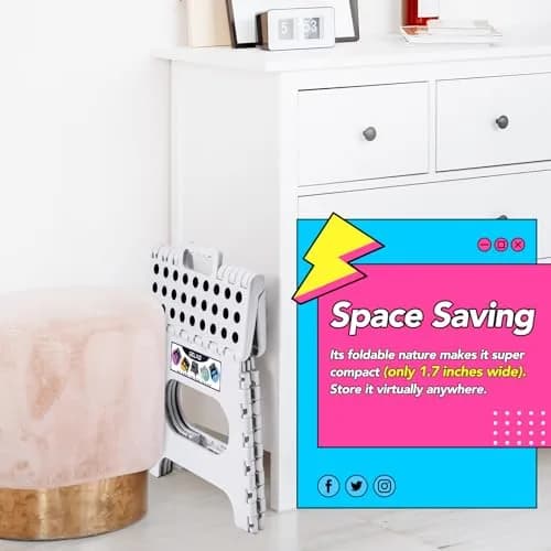 Delxo Folding Step Stool 11 Inch White 1 Pack | Sturdy & Safe for Kids and Adults thumbnail 8