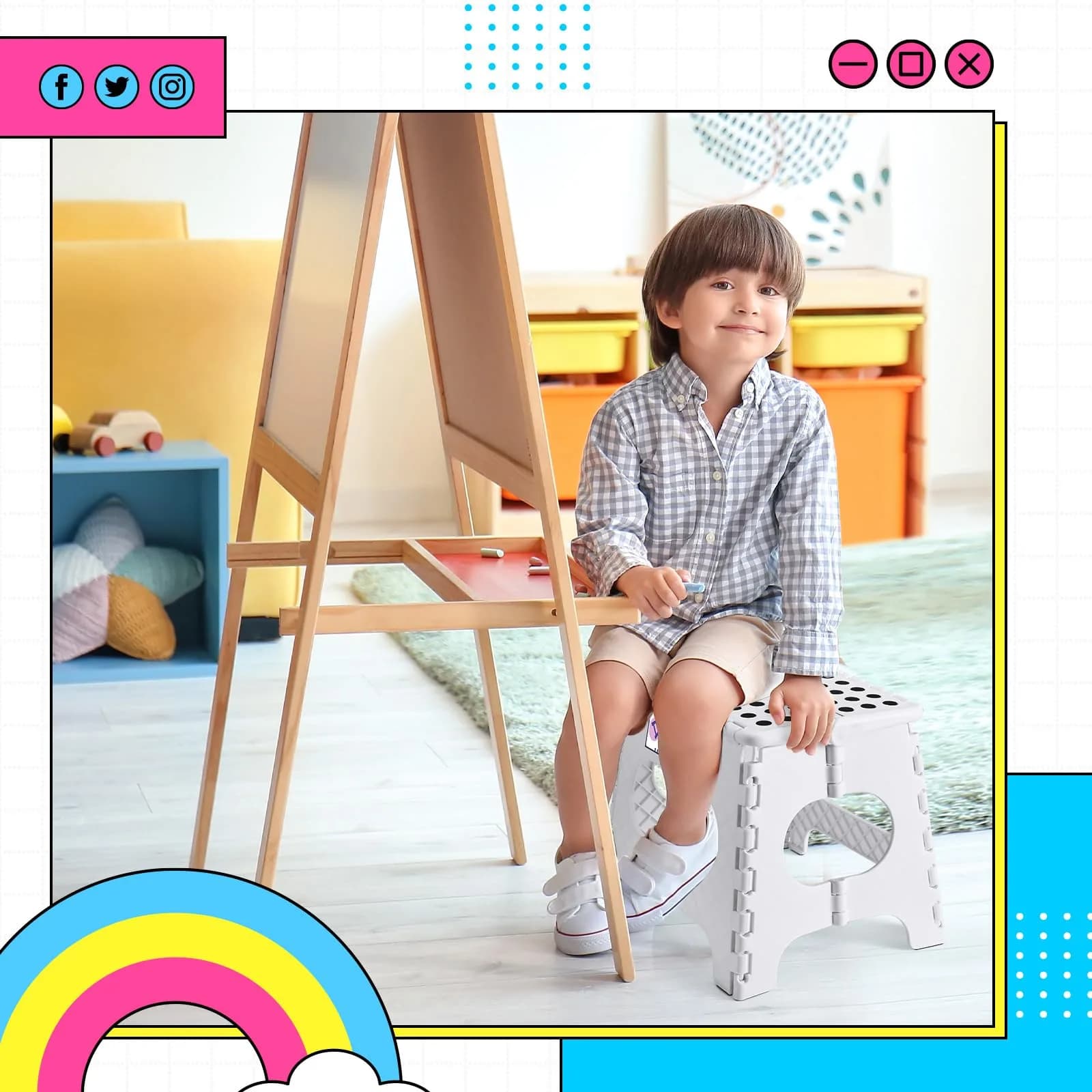 Delxo Folding Step Stool 27.9cm (11 Inch) White 1-Pack | Sturdy & Safe for Kids & Adults - view 4