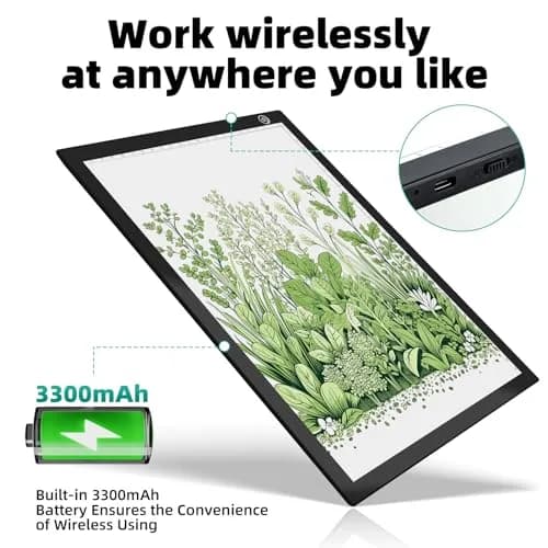 ME456 Rechargeable Drawing Board 15" (38cm) Light Pad | Adjustable Brightness LED Tracing Light Box thumbnail 2