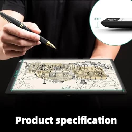ME456 Rechargeable Drawing Board 15" (38cm) Light Pad | Adjustable Brightness LED Tracing Light Box thumbnail 3