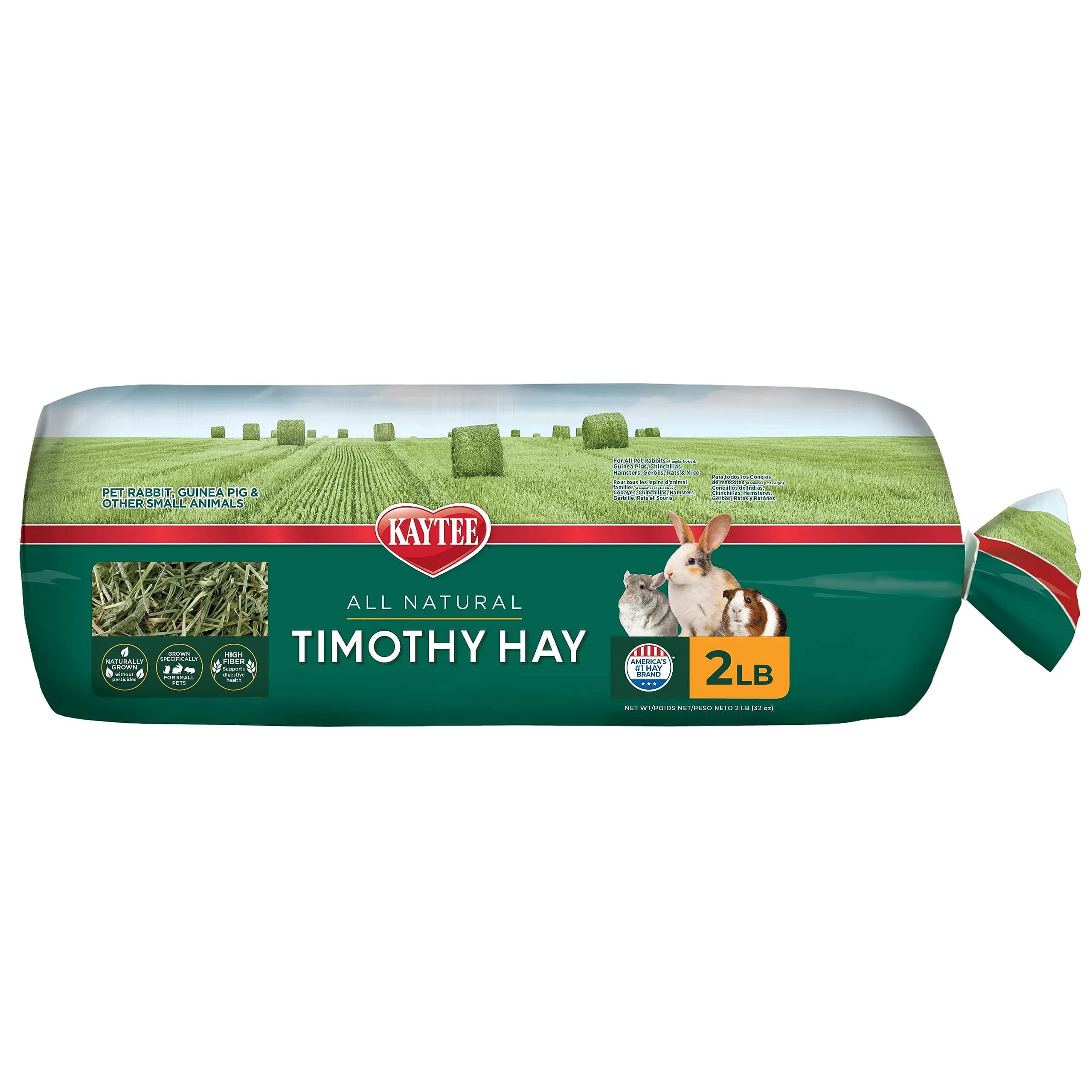 Kaytee Timothy Hay for Rabbits, Guinea Pigs, Chinchillas & Small Animals, 2 lb (0.898 kg) | High Fiber Digestive Support - main product image