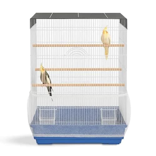 KNUTI Universal Bird Cage Seed Catcher Mesh Cover White | Adjustable Fit & Durable Nylon thumbnail 1