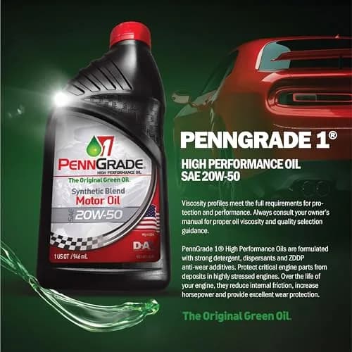 PENN GRADE 1 Synthetic Blend High Performance Oil SAE 20W-50 | 6 Pack, 1 Quart Bottles thumbnail 2