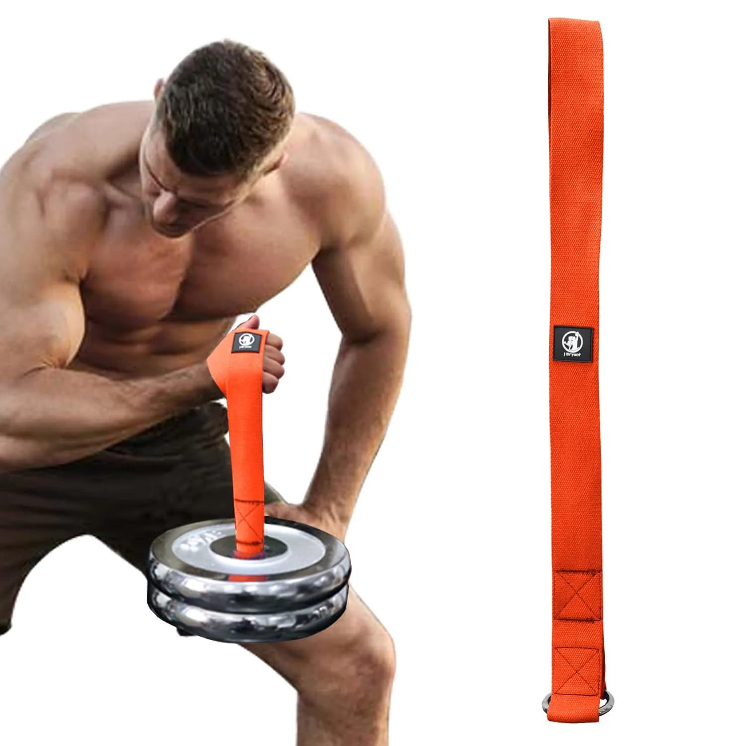 J Bryant Arm Wrestling Training Strap Belt 26.4in | Wrist, Forearm & Biceps Workout — Orange