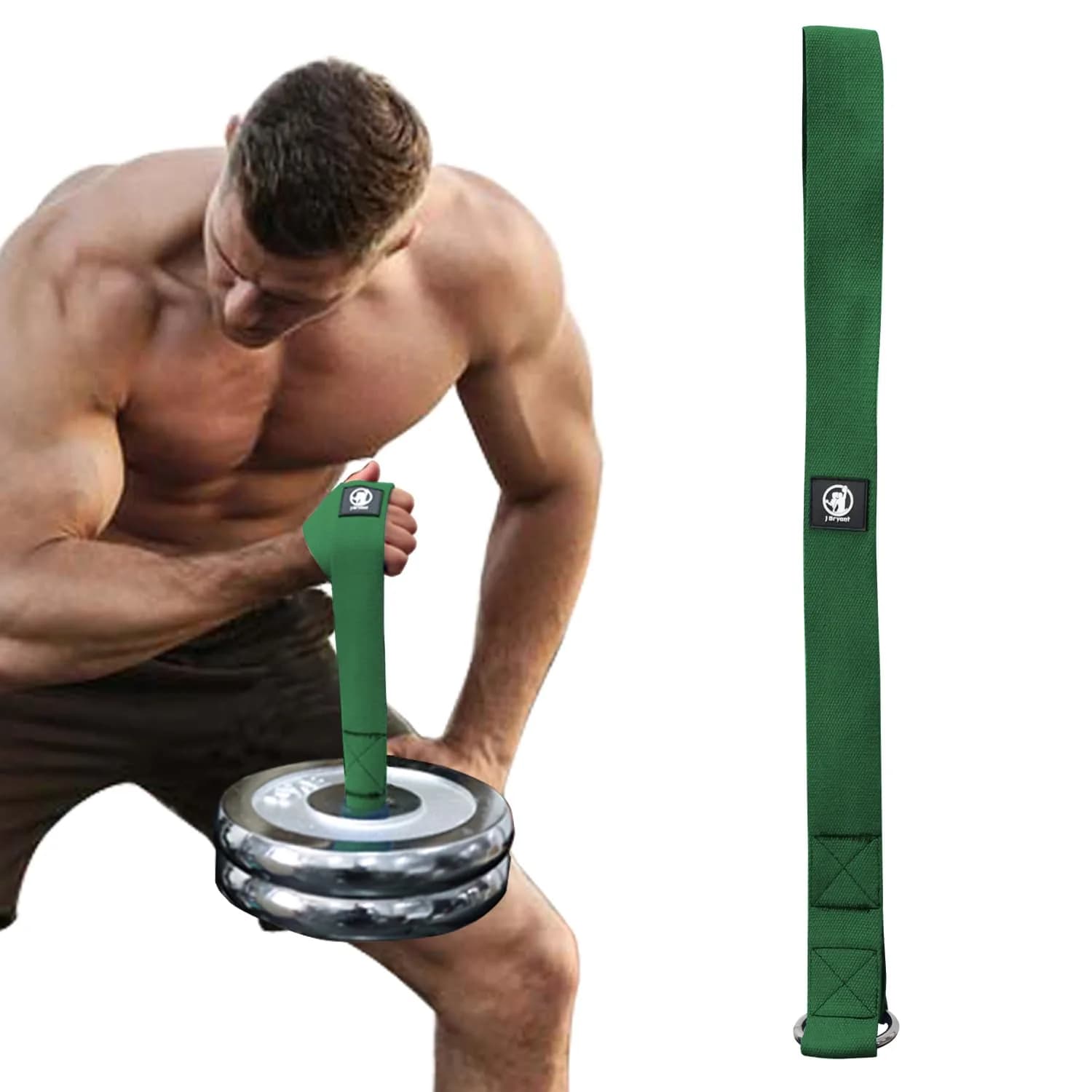 J Bryant Arm Wrestling Training Strap Belt 26.4in | Wrist, Forearm & Biceps Workout — Green