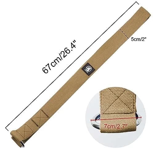 J Bryant Arm Wrestling Training Strap Belt Hand Grip with Stainless Steel Ring for Wrist Forearm Biceps Workouts - Khaki (26.4 inches) thumbnail 5