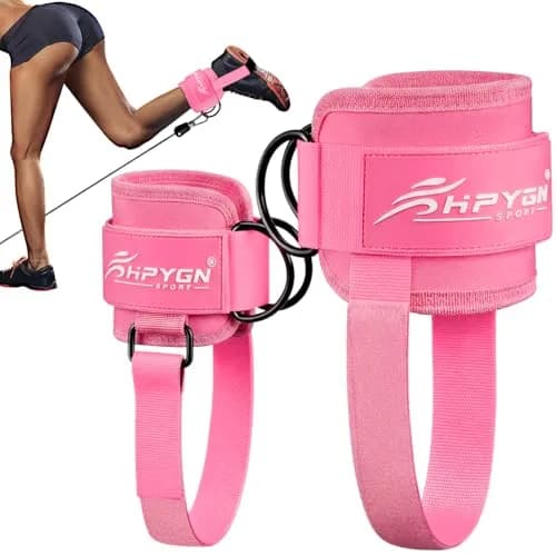 HPYGN Adjustable Ankle Strap for Cable Machine, Gym Ankle Cuffs for Glute Kickbacks & Leg Extensions (Pink, Pair) thumbnail 1