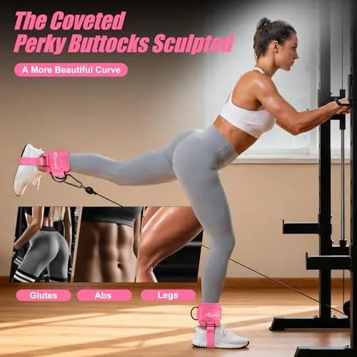 HPYGN Adjustable Ankle Strap for Cable Machine, Gym Ankle Cuffs for Glute Kickbacks & Leg Extensions (Pink, Pair) thumbnail 7