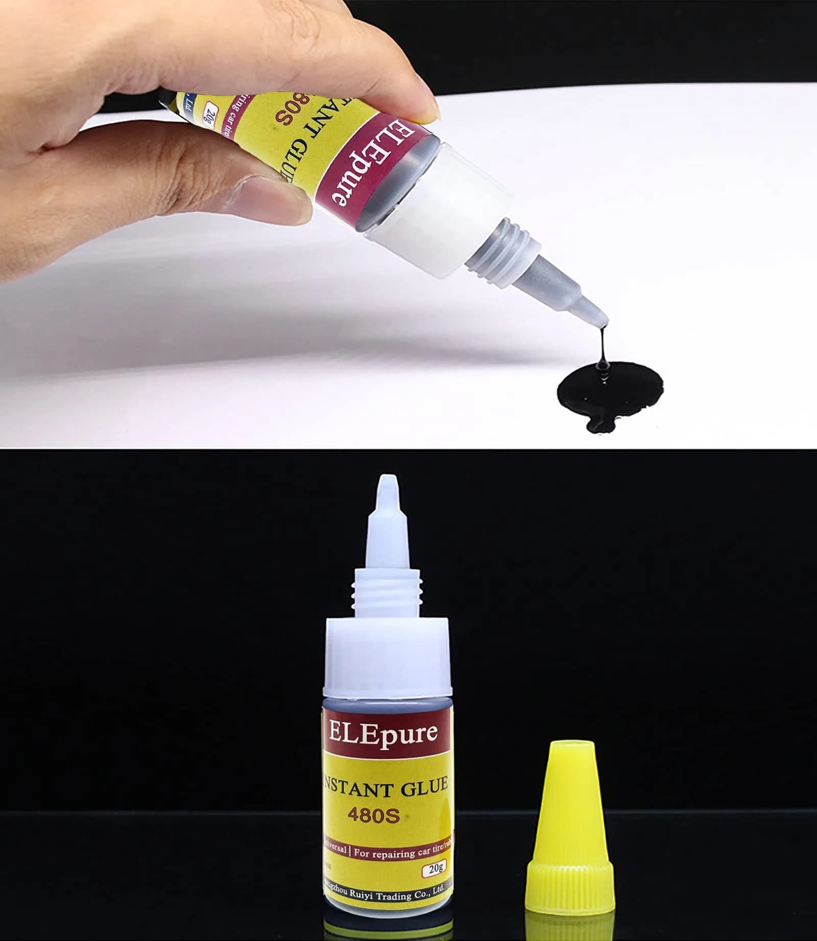 ELEpure Black Tire Repair Glue with Screw Plug - 20g Strong Adhesive for Punctures - view 2