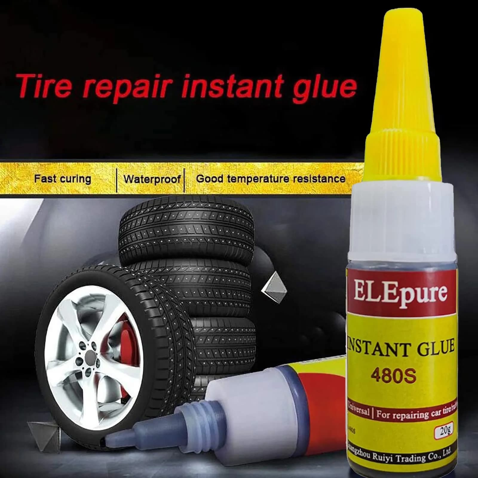 ELEpure Black Tire Repair Glue with Screw Plug - 20g Strong Adhesive for Punctures - view 4