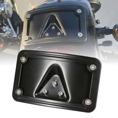 SoCiMa License Plate Attachment with Frame Compatible with Harley Davidson 3 Hole Mount (Black) | Customizable thumbnail 1