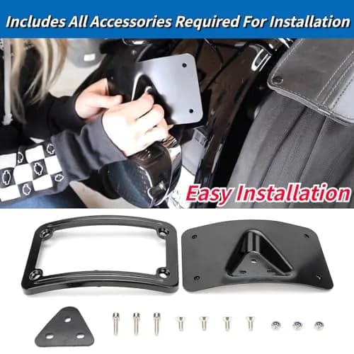 SoCiMa License Plate Attachment with Frame Compatible with Harley Davidson 3 Hole Mount (Black) | Customizable thumbnail 3