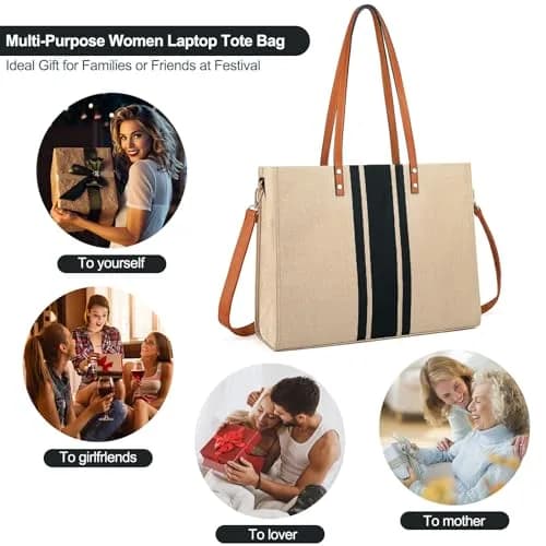 BOLOSTA Laptop Tote Bag for Women Fits 15.6 Inch | Large Canvas Work Tote for Travel & Daily Use thumbnail 6