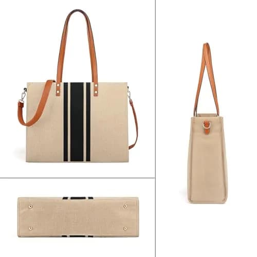 BOLOSTA Laptop Tote Bag for Women Fits 15.6 Inch | Large Canvas Work Tote for Travel & Daily Use thumbnail 2