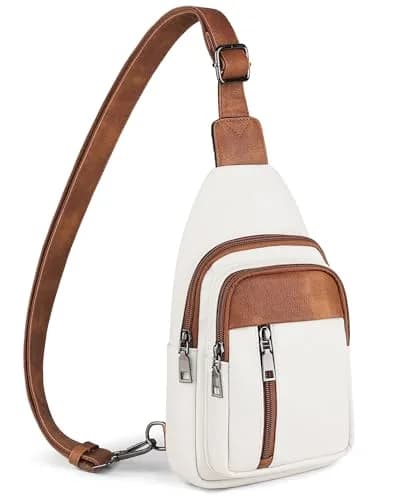 MASINTOR Sling Bag for Women, Crossbody Fanny Pack, Beige | Durable Faux Leather, Adjustable Strap thumbnail 1