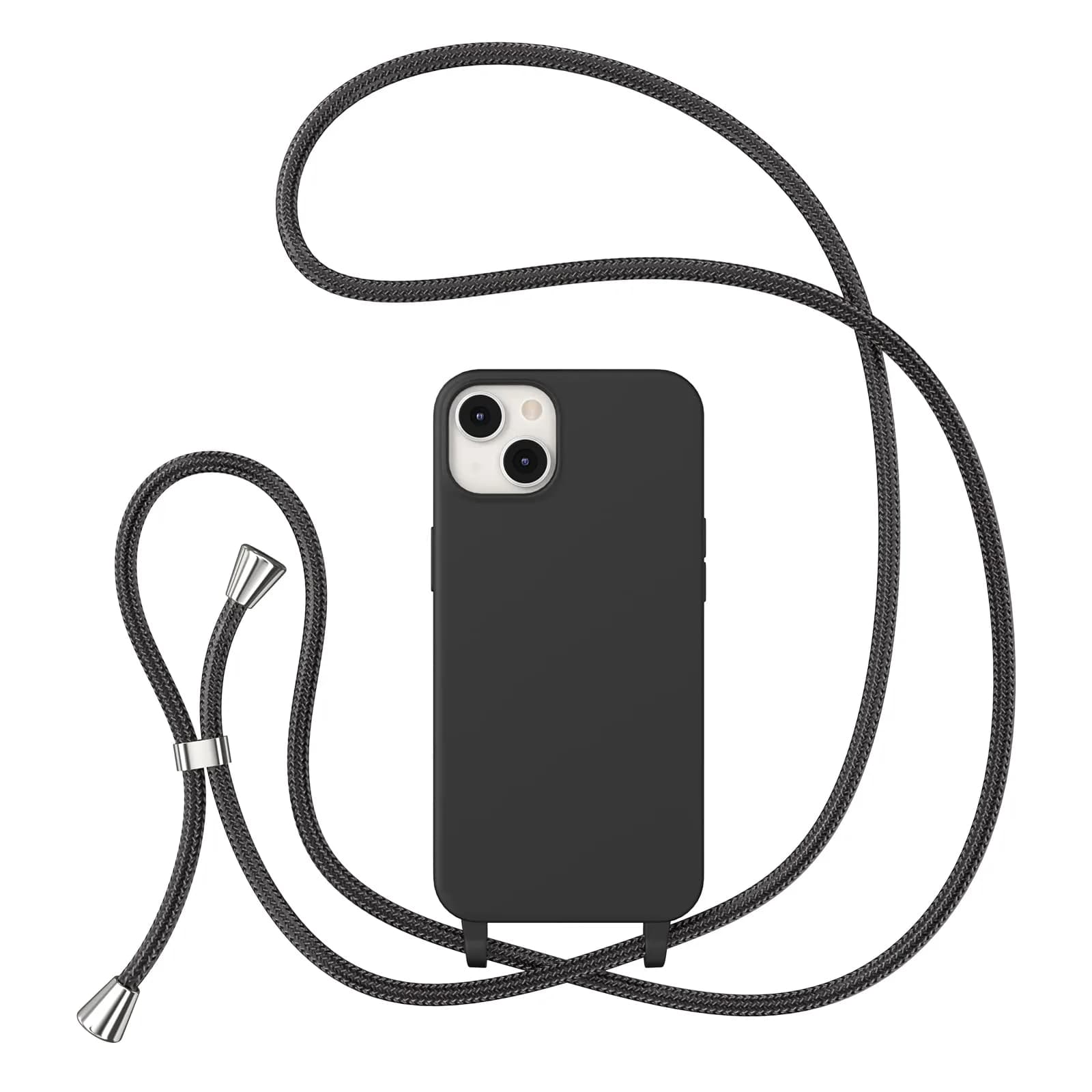 ZTOFERA Crossbody Case for iPhone 14 Plus/15 Plus 6.7" | Shockproof TPU Bumper & Adjustable Lanyard — Black