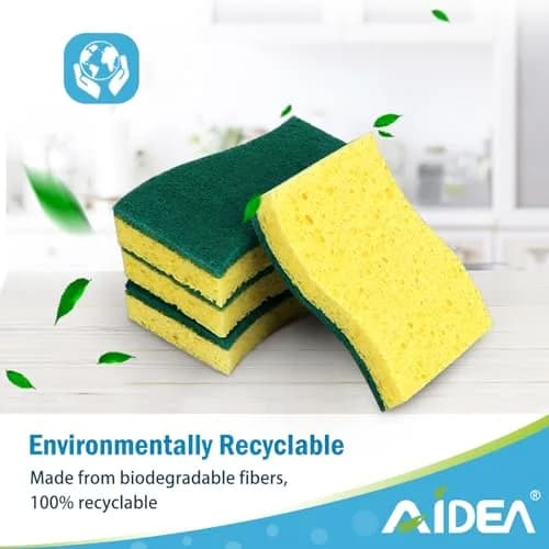 AIDEA Heavy Duty Scrub Sponges 6 Count (156g total) | Natural Cellulose for Dishes & Kitchen Cleaning thumbnail 7
