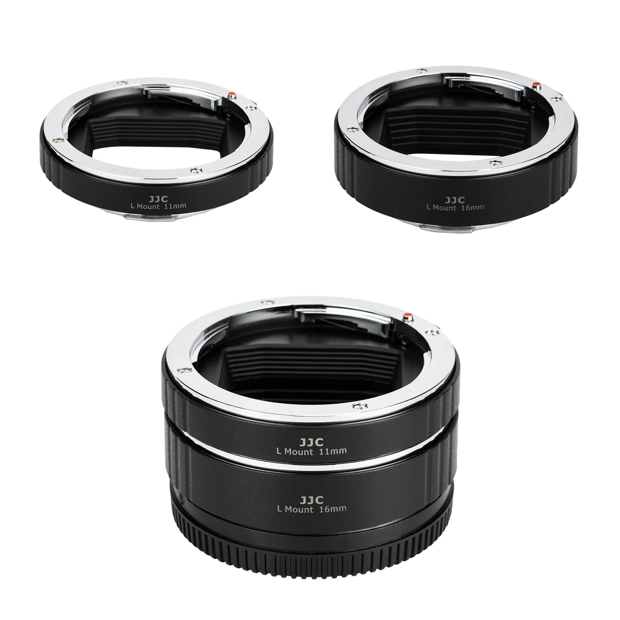 JJC Auto Focus Macro Extension Tube Set for L Mount Cameras & Lenses | 11mm & 16mm Tubes for Macro Photography - main product image