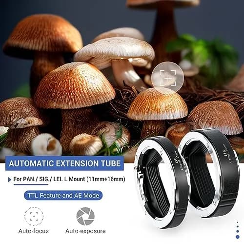 JJC Auto Focus Macro Extension Tube Set for L Mount Cameras & Lenses | 11mm & 16mm Tubes for Macro Photography thumbnail 2