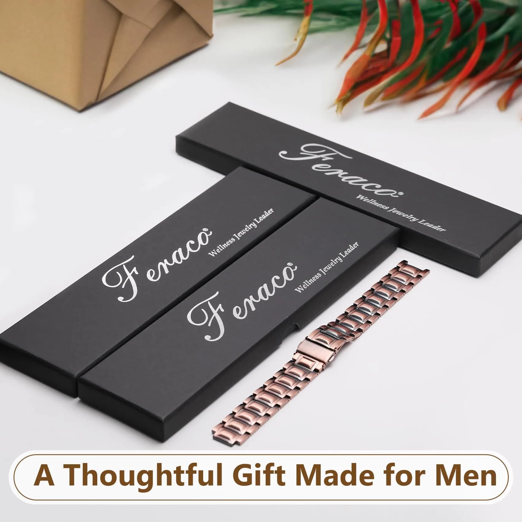 Feraco Pure Copper Magnetic Bracelet for Men | 8.66 inches (22 cm) - view 6