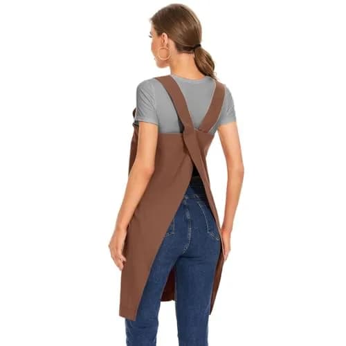 Larmliss Women's Cotton Cross Back Apron Pinafore Dress with Big Pockets | Loose Square Apron for Baking & Gardening thumbnail 5
