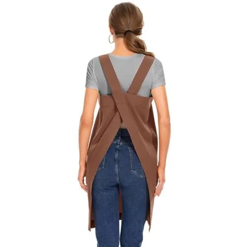 Larmliss Women's Cotton Cross Back Apron Pinafore Dress with Big Pockets | Loose Square Apron for Baking & Gardening thumbnail 6