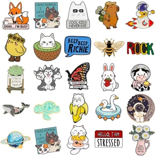 SINCCO Cute Enamel Backpack Pins Bulk Set 50pcs (1.9cm L x 12.8cm W x 18.4cm H) | Funny Anime Lapel Pin Set for Bags, Jackets, Kids thumbnail 2