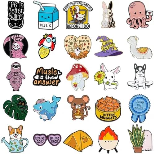 SINCCO Cute Enamel Backpack Pins Bulk Set 50pcs (1.9cm L x 12.8cm W x 18.4cm H) | Funny Anime Lapel Pin Set for Bags, Jackets, Kids thumbnail 3