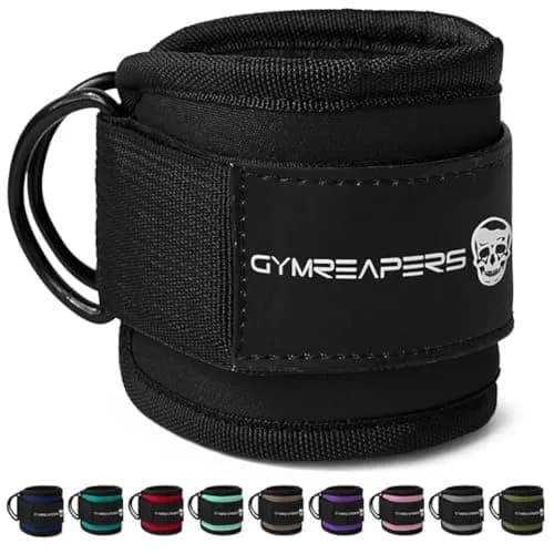 Gymreapers Ankle Strap (Single) for Cable Machine & Glute Workouts | Adjustable Leg Strap with Neoprene Padding (Black, Single) thumbnail 1