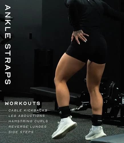 Gymreapers Ankle Strap (Single) for Cable Machine & Glute Workouts | Adjustable Leg Strap with Neoprene Padding (Black, Single) thumbnail 7