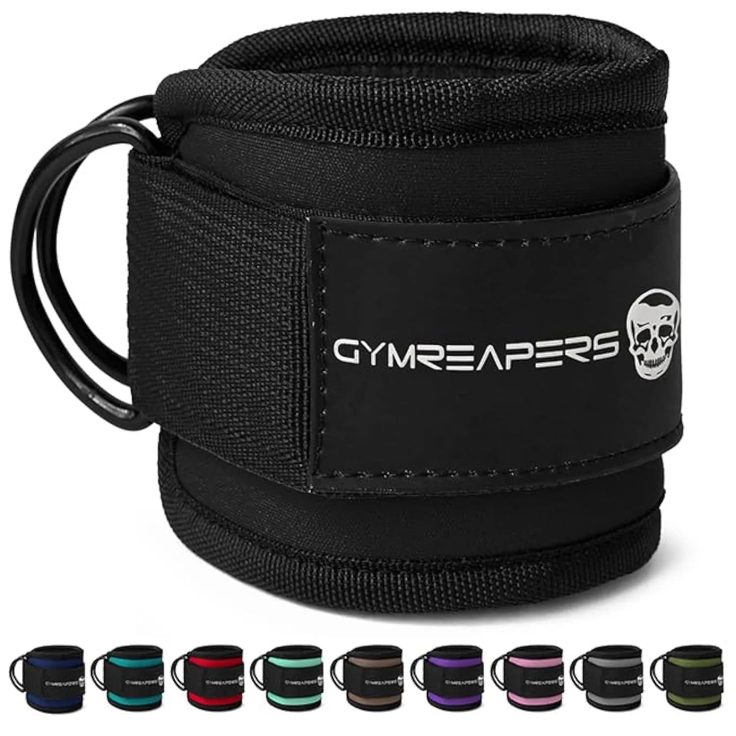 Gymreapers Ankle Strap (Single) for Cable Machine & Glute Workouts | Adjustable Leg Strap with Neoprene Padding (Black, Single)