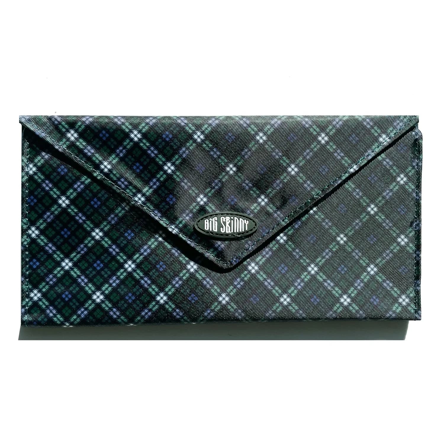 Big Skinny Slimvelope TriFold Clutch Wallet 17.78cm (7.5in) | Holds Up to 40 Cards, Evergreen Plaid