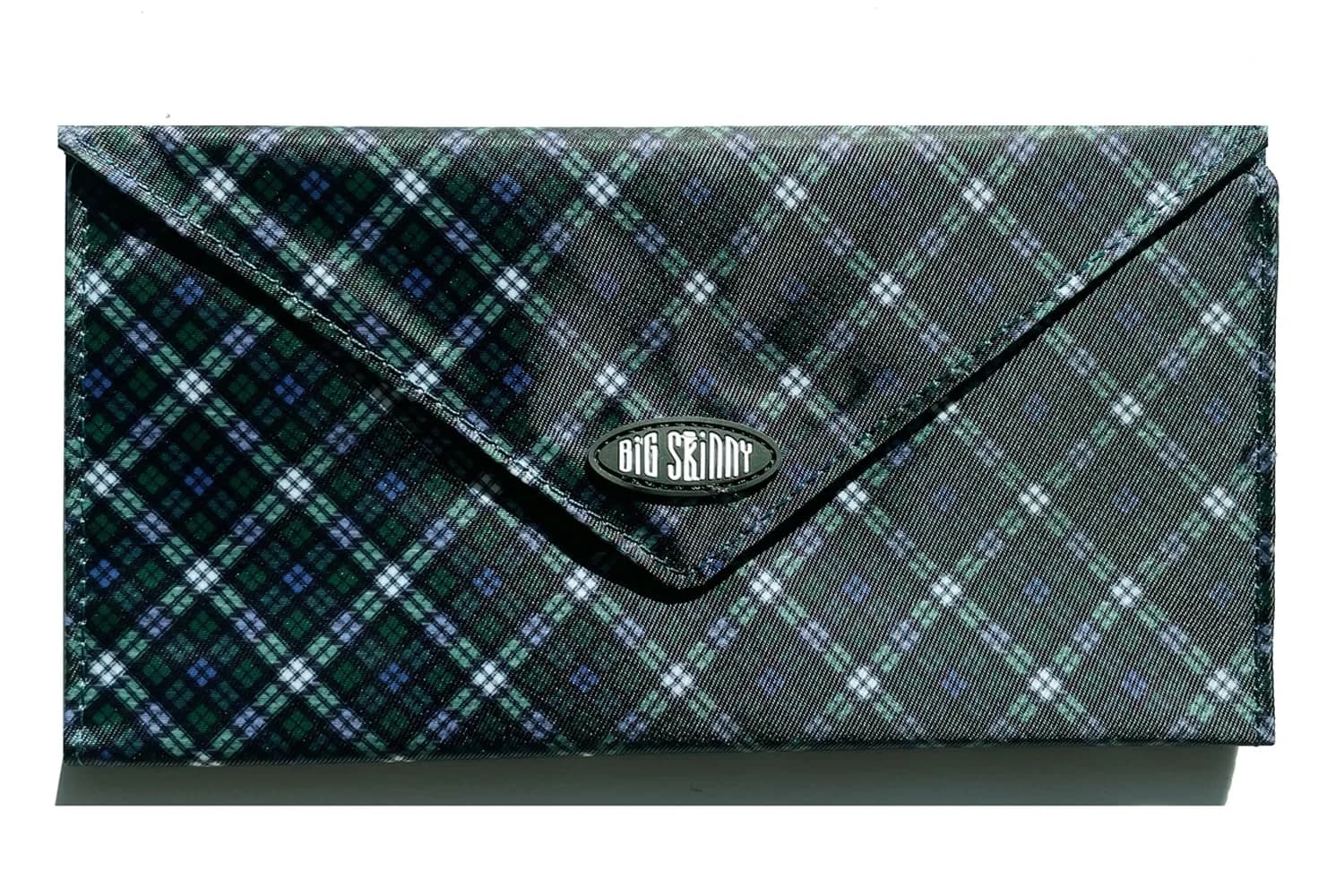 Big Skinny Slimvelope TriFold Clutch Wallet 17.78cm (7.5in) | Holds Up to 40 Cards, Evergreen Plaid