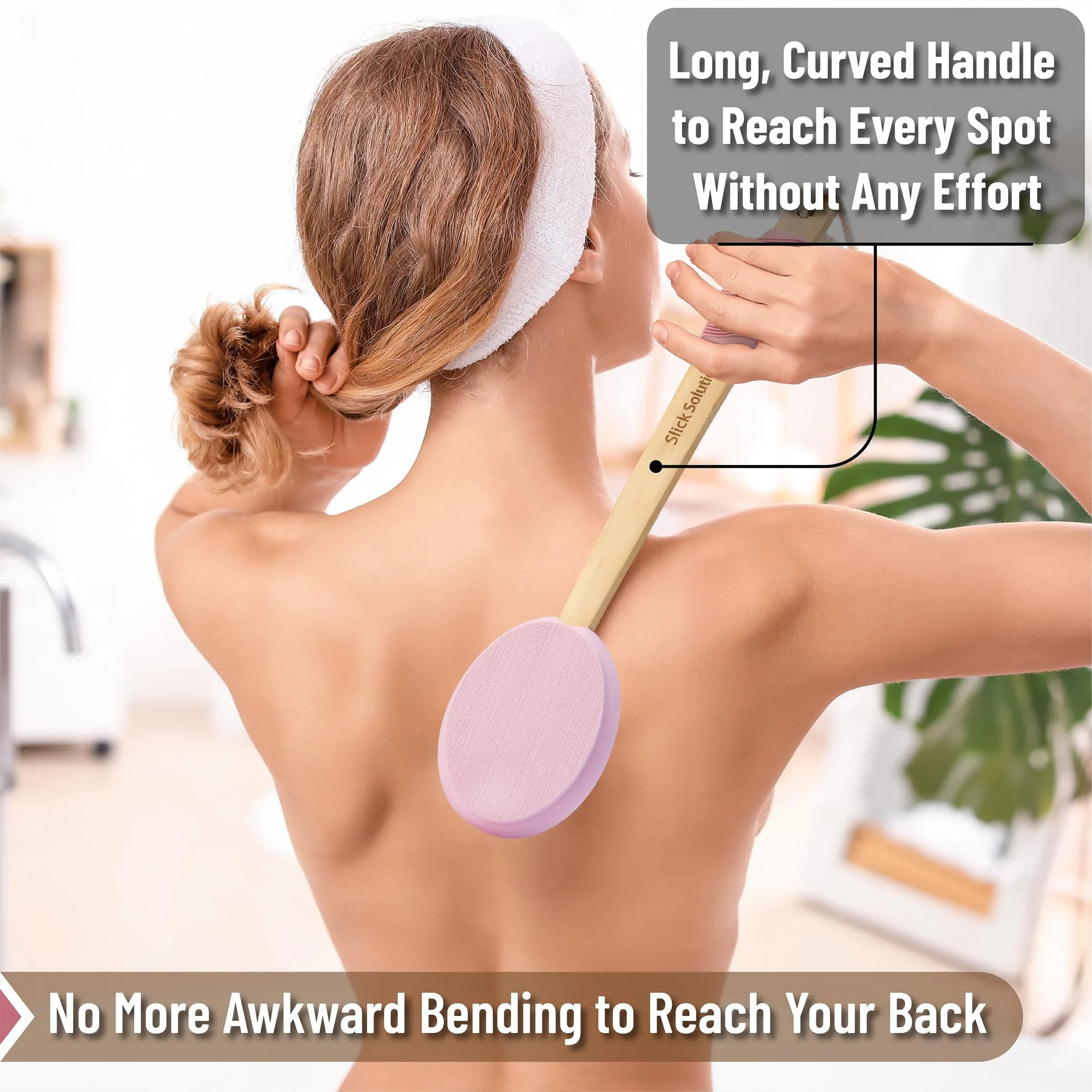 Slick Solutions Lotion Applicator 17 inch Pink | Easy Reach for Back & Body - view 3