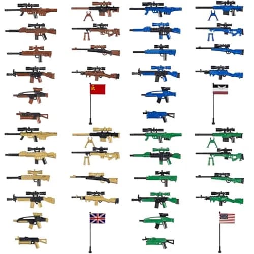 MaozyHomie 44 Pcs Weapons Pack Military 4 Countries | Compatible with Major Brands, Ages 3+ thumbnail 1