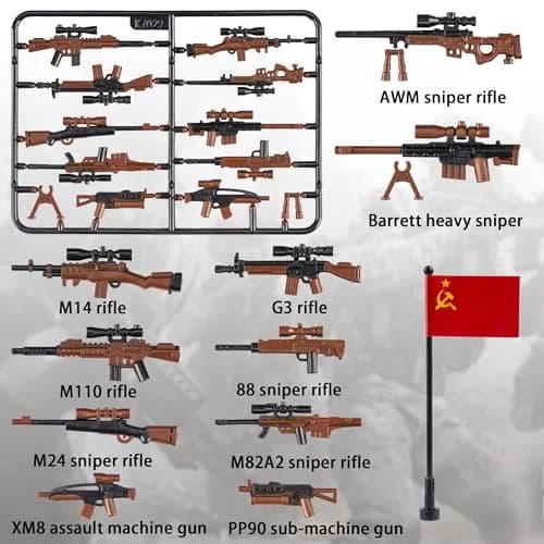 MaozyHomie 44 Pcs Weapons Pack Military 4 Countries | Compatible with Major Brands, Ages 3+ thumbnail 5