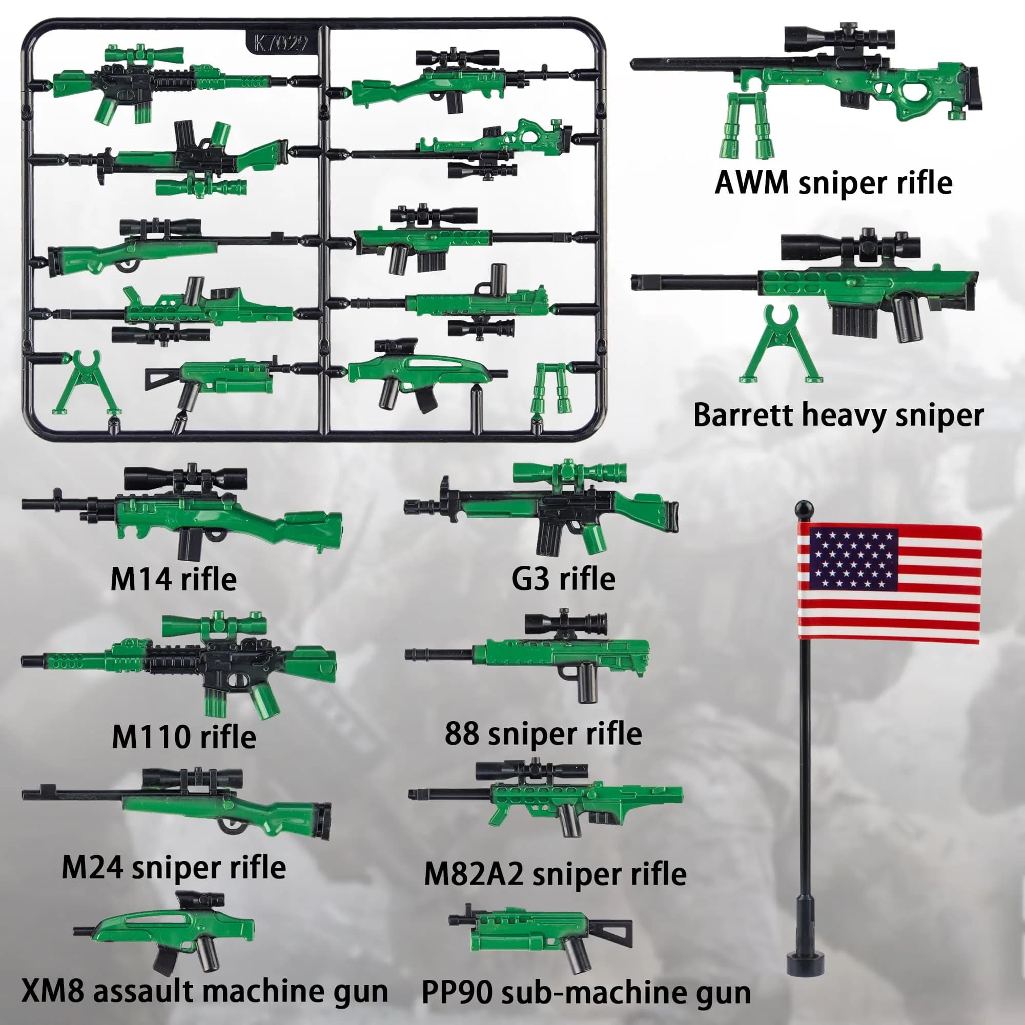 MaozyHomie Toy Weapons Accessories Pack Military U.S 5 Types Heavy Weaponry Building Blocks Compatible with Major Brands - view 2