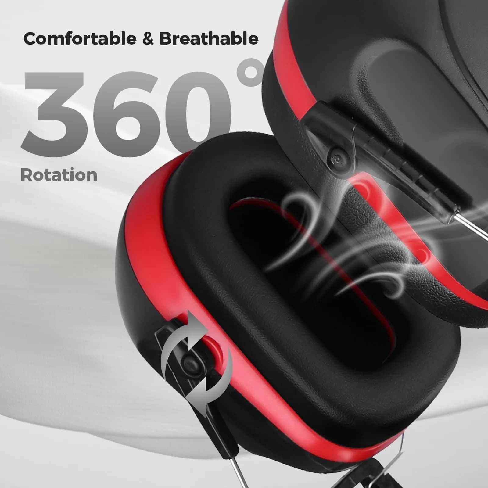 ProCase Hearing Protection Ear Muffs NRR 28dB, Noise Cancelling Headphones (2-Pack, Red) | ANSI S3.19 Certified Passive Noise Blocking - view 4