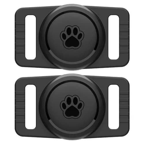 GOCII AirTag Dog Collar Holder 2 Pack, Waterproof Silicone AirTag Case for Apple AirTag (Gen 1 & 2) | Black thumbnail 1