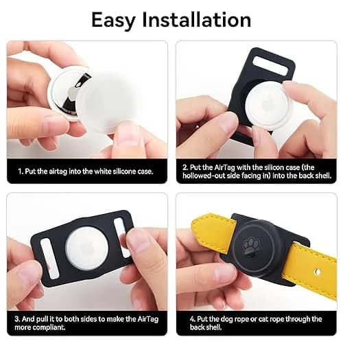 GOCII AirTag Dog Collar Holder 2 Pack, Waterproof Silicone AirTag Case for Apple AirTag (Gen 1 & 2) | Black thumbnail 8