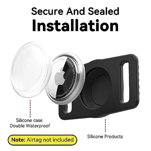 GOCII AirTag Dog Collar Holder 2 Pack, Waterproof Silicone AirTag Case for Apple AirTag (Gen 1 & 2) | Black thumbnail 2